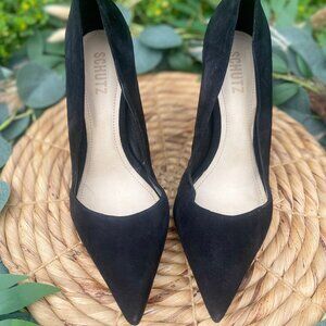 Schutz Black Suede Heels